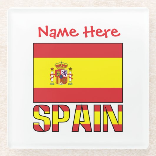 Personalized Spain Flag Heritage Design Glasuntersetzer (Vorderseite)