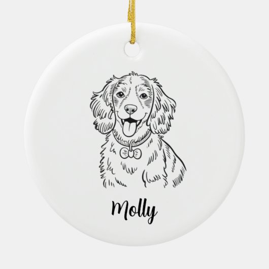 Personalized Spaniel Dog Christmas Keramik Ornament (Hinten)