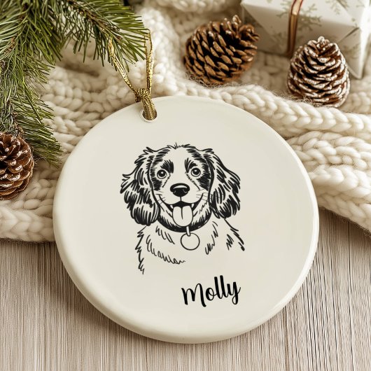 Personalized Spaniel Dog Christmas Keramik Ornament