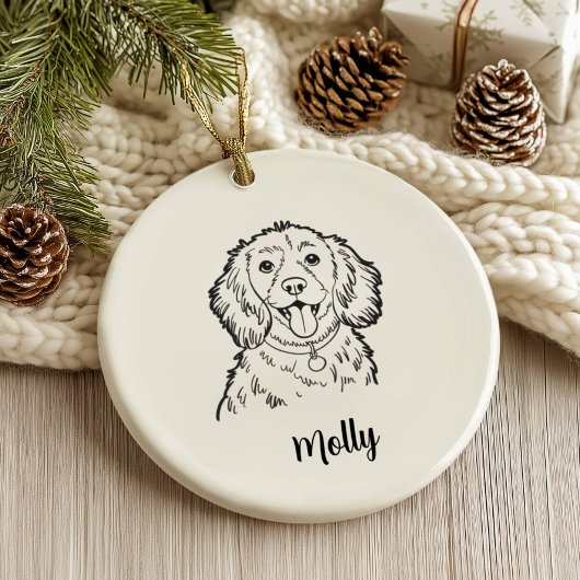 Personalized Spaniel Dog Christmas Keramik Ornament