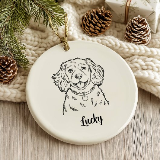 Personalized Spaniel Dog Christmas Keramik Ornament