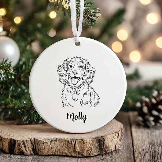 Personalized Spaniel Dog Christmas Keramik Ornament