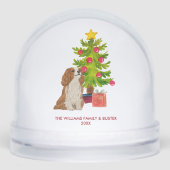 Personalized Spaniel Dog Christmas Schneekugeln (Vorderseite)