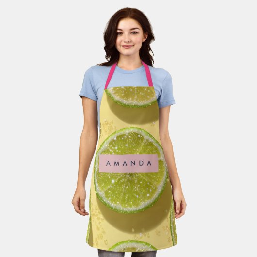 Personalized Sparkle Lime Slice Glitter Citrus Schürze (Getragen)