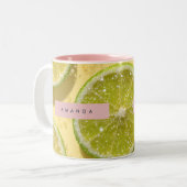 Personalized Sparkle Lime Slice Glitter Citrus Zweifarbige Tasse (Vorderseite Links)
