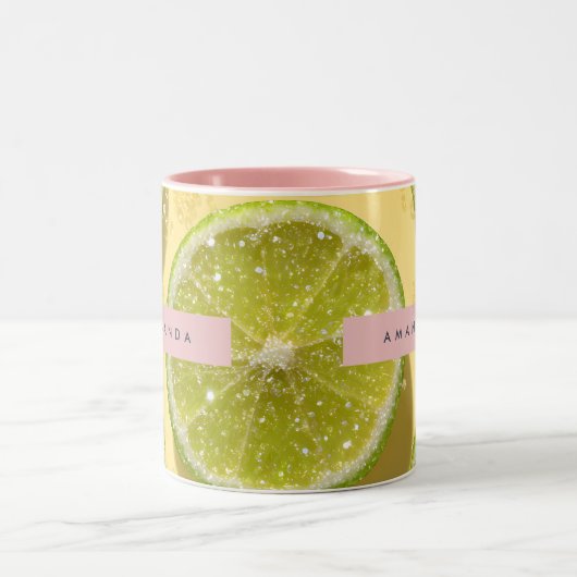 Personalized Sparkle Lime Slice Glitter Citrus Zweifarbige Tasse (Mittel)