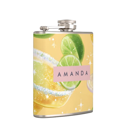 Personalized Sparkle Margarita & Lime Flachmann (Rechts)