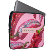 Personalized Sparkling Hot Pink Glitter Chili Laptopschutzhülle (Vorne Rechts)