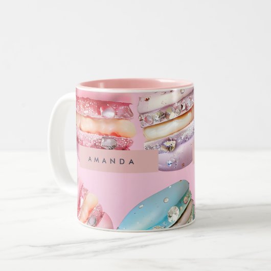 Personalized Sparkling Pastel Macaron Bliss Zweifarbige Tasse (Vorderseite Links)