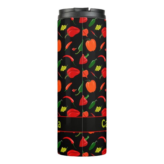 Personalized Spicy Pepper Pattern  Thermosbecher (Rückseite)