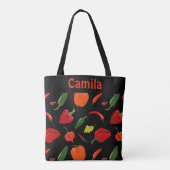 Personalized Spicy Peppers Pattern Tote Bag Tasche (Rückseite)