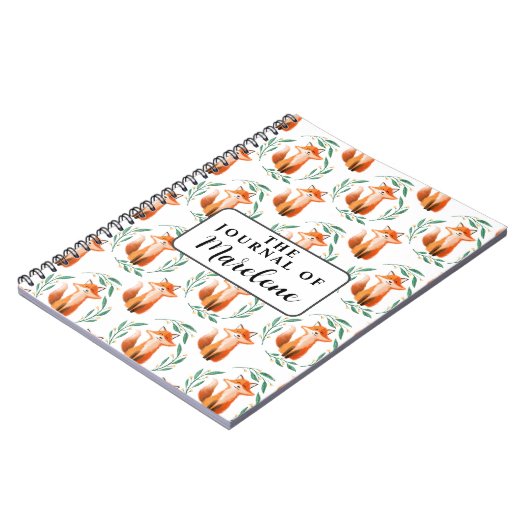 Personalized Spiral Photo Notebook – Cute Fox  Notizblock (Linke Seite)