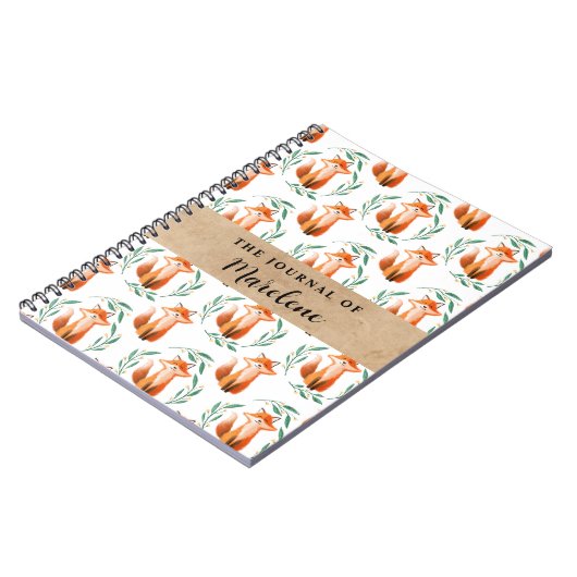Personalized Spiral Photo Notebook – Cute Fox  Notizblock (Linke Seite)