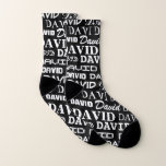 Personalized sports socks with custom name print socken<br><div class="desc">Personalized sports socks with custom name print. Cool socks for men or women in small and large sizes. Funny all over printed typography design with custom background color. Make a his and hers pair for him and her. Make your own unique gift for Christmas, Birthday, Holidays, Father's Day etc. Affordable...</div>