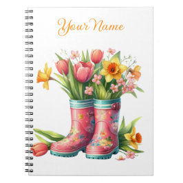 Personalized Spring Floral Spiral Notebook Notizblock