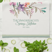 Personalized Spring Floral Watercolor Botanical  Geschirrtuch (Gefaltet)