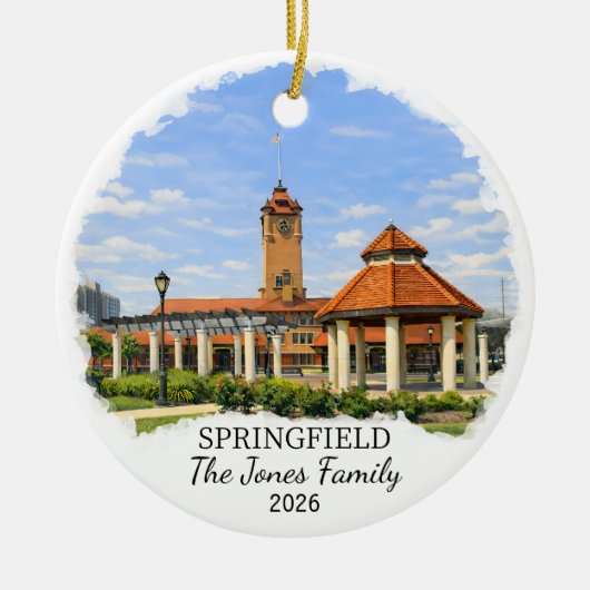 Personalized Springfield Ornament, Custom Illinois Keramik Ornament (Vorne)