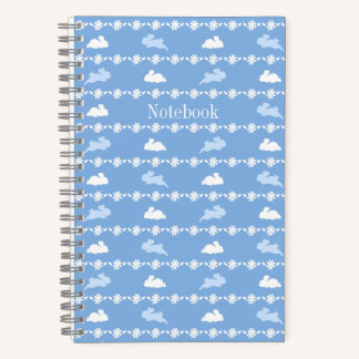 Personalized Springtime Bunny Daisies White Blue Notizblock