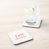 Personalized Square Coaster with Initials and Hear Getränkeuntersetzer (Rechte Seite)