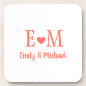 Personalized Square Coaster with Initials and Hear Getränkeuntersetzer (Vorderseite)