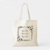 Personalized Square Floral Frame Tote Tragetasche (Rückseite)
