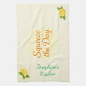 Personalized Squeeze the Day Lemon Kitchen Towel Geschirrtuch (Vertikal)