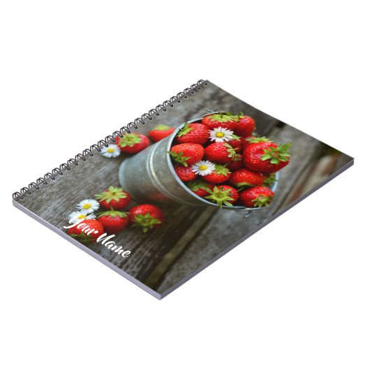 Personalized//Srawberries und Gänseblümcheneimer Notizblock (Linke Seite)