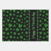 Personalized St. Patrick’s Day Shamrock on Black Geschenkpapier Set (Vorderseite 2)