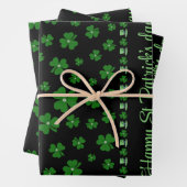 Personalized St. Patrick’s Day Shamrock on Black Geschenkpapier Set (Beispiel)