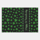 Personalized St. Patrick’s Day Shamrock on Black Geschenkpapier Set (Vorderseite)