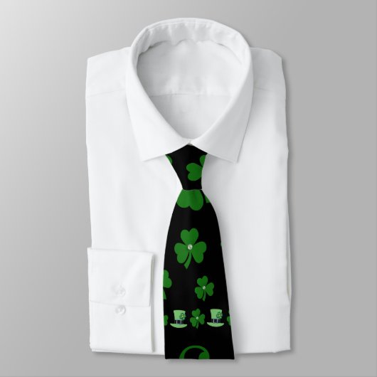 Personalized St. Patrick’s Day Shamrock on Black Krawatte (Gebunden)