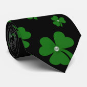 Personalized St. Patrick’s Day Shamrock on Black Krawatte (Gerollt)