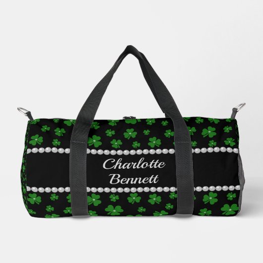 Personalized St. Patrick’s Day Shamrock with Pearl Duffle Bag (Vorderseite)