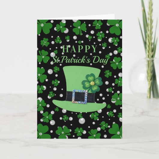 Personalized St. Patrick’s Day Shamrock with Pearl Karte (Vorderseite)