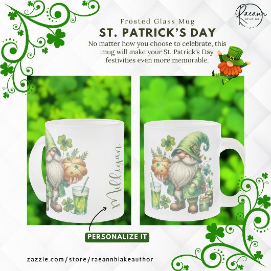 Personalized St. Patrick's Day Frosted Glass Mug Mattglastasse