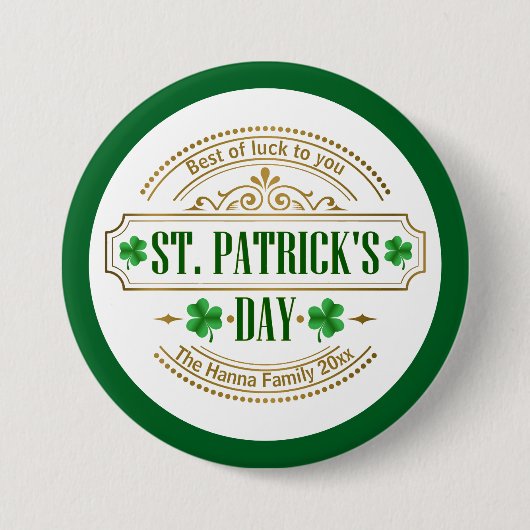 Personalized St. Patrick's Day I Luck of the Irish Button (Vorderseite)