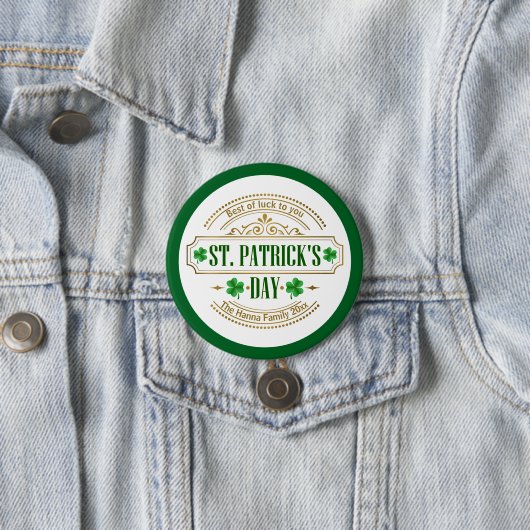 Personalized St. Patrick's Day I Luck of the Irish Button (Beispiel)