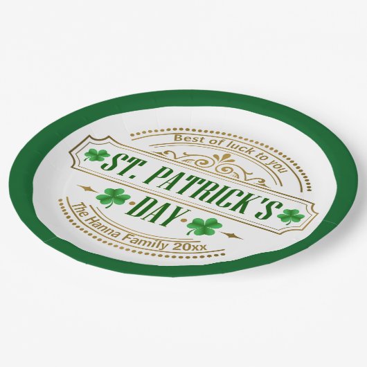 Personalized St. Patrick's Day I Luck of the Irish Pappteller (Schrägansicht)
