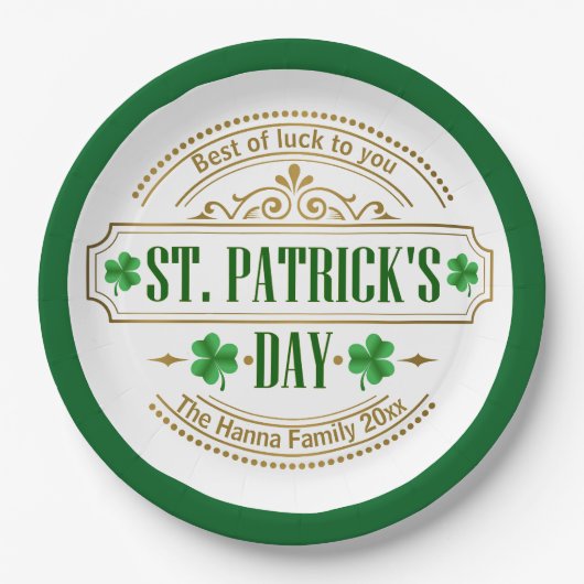 Personalized St. Patrick's Day I Luck of the Irish Pappteller (Vorderseite)