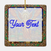 Personalized Stained Glass Archangel Jerusalem Keramikornament (Rückseite)