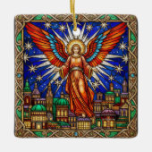 Personalized Stained Glass Archangel Jerusalem Keramikornament (Vorderseite)