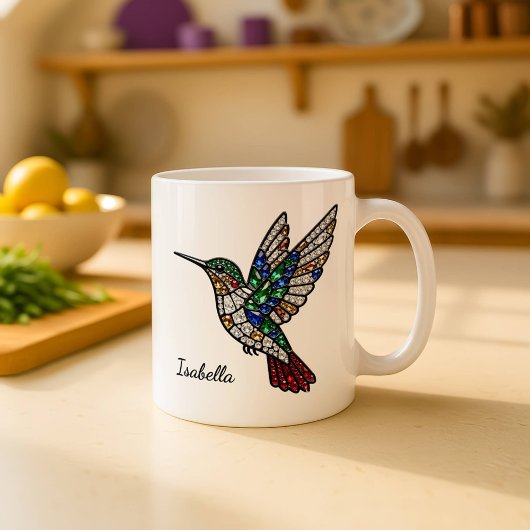 Personalized Stained Glass Hummingbird Coffee Cup  Kaffeetasse