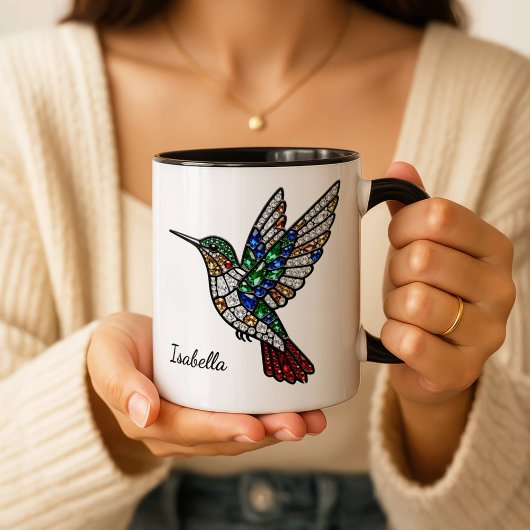 Personalized Stained Glass Hummingbird Coffee Cup Tasse