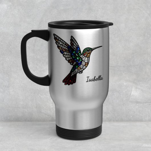 Personalized Stained Glass Hummingbird Coffee Cup  Tasse