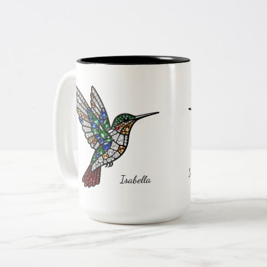 Personalized Stained Glass Hummingbird Mug Zweifarbige Tasse (Vorderseite Links)