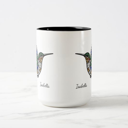 Personalized Stained Glass Hummingbird Mug Zweifarbige Tasse (Mittel)