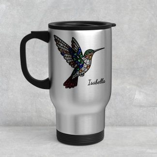 Personalized Stained Glass Hummingbird Travel Mug Reisebecher