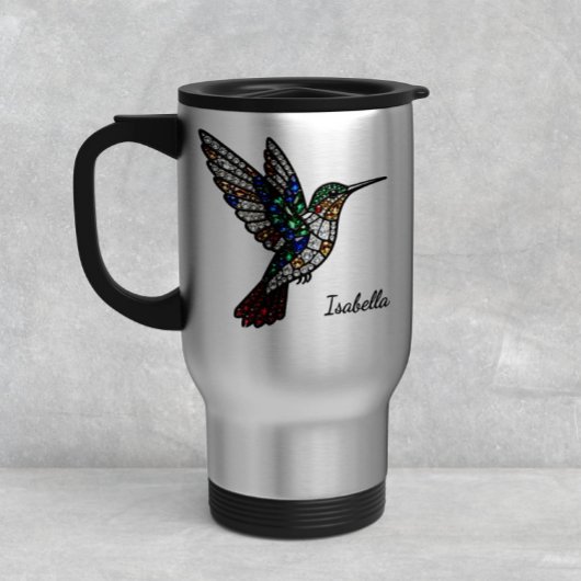 Personalized Stained Glass Hummingbird Travel Mug Reisebecher