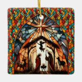 Personalized Stained Glass Nativity Scene Christma Keramikornament (Vorderseite)