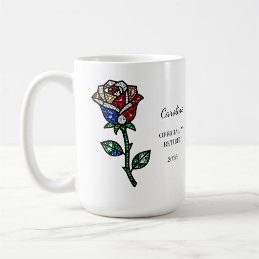 Personalized Stained Glass Rose Retirement Mug Kaffeetasse (Links)